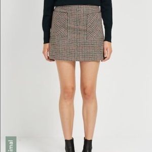 Frank & Oak Brown Glen Check Mini Skirt
